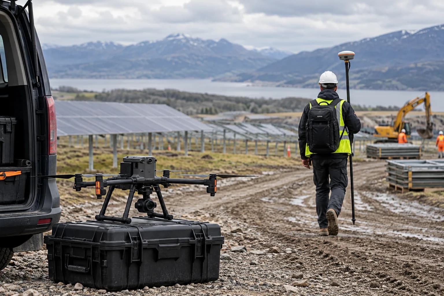 Supporto a drone e rover in cantiere temporaneo