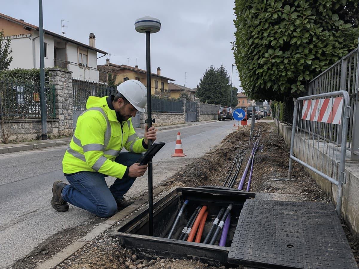 Rilievo GNSS di sottoservizi e reti in fibra